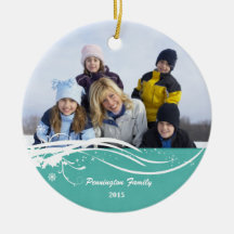Snowflake swirl Christmas holiday photo ornament