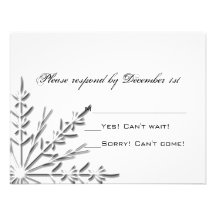 Snowflake Wedding RSVP Response Card Invitations