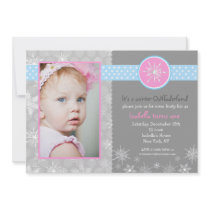 Snowflake Winter Birthday Party Invitations Photo