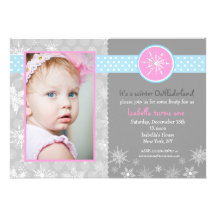 Snowflake Winter Birthday Party Invitations Photo
