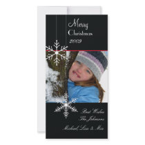 Snowflakes ~ black and white christmas photo cards