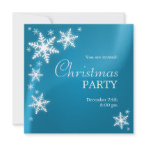 Snowflakes Blue Christmas Party invitation