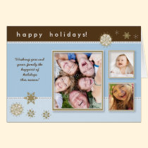 Snowflakes Custom Holiday Card (blue/brown) cards