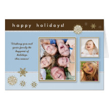 Snowflakes Custom Holiday Card (blue/brown)