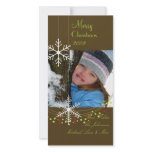 Snowflakes ~ dark chocolate, green christmas photo cards