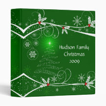 Snowflakes Holly Tree Photo Album - 1" Vinyl Binder
