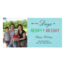 Snowflakes Merry And Bright Photo Card Template