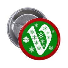 Snowflakes Monogram Letter V Button