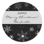 Snowflakes on Black Diamond Background Stickers