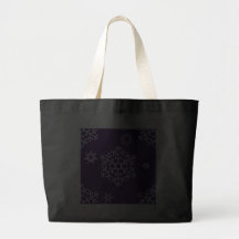 snowflakes_on_dark_purple tote bags