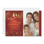 Snowflakes & Trees Merry Christmas Photo Card Custom Invitation