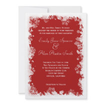 Snowflakes & White Holiday Tree Wedding Invitation