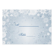 Snowflakes white silver blue Table Place card Business Cards