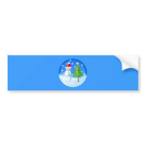 Snowman and Christmas Tree Bumper Sticker