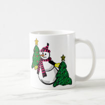 Snowman and Christmas Tree Mug mugs