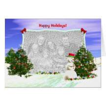 Snowman and Christmas Trees (photo frame) Cards