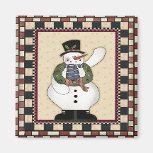 Snowman and Christmas Wreath Magnet