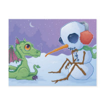 Snowman and Dragon Postcard