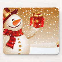 Snowman and Golden Stars Mousepad