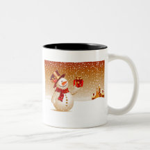 Snowman and Golden Stars Mugs