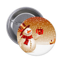 Snowman and Golden Stars Pin