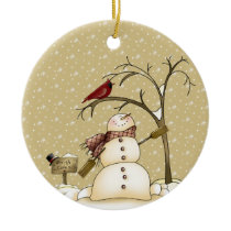 Snowman and Red Bird From Our House To Yours Ornam Christmas Tree Ornaments