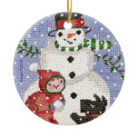 snowman and scotty ornament