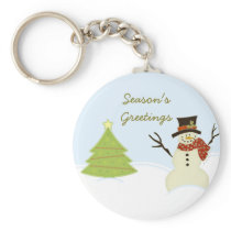 Snowman and Tree Christmas Keychain