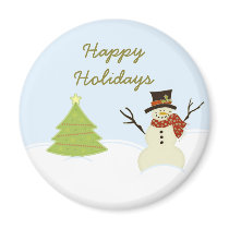 Snowman and Tree Christmas Magnet