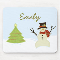 Snowman and Tree Christmas Mousepad