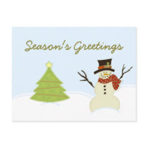 Snowman and Tree Christmas Postcard