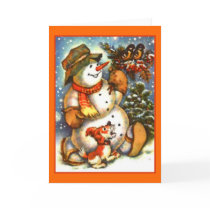 Snowman Birds and Puppy Card