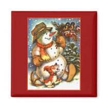 Snowman Birds and Puppy Magnets