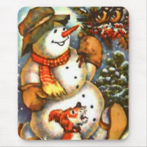 Snowman Birds and Puppy Mouse Pads