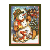 Snowman Birds and Puppy Postcards