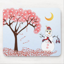SnowMan CandyCane Tree MousePad