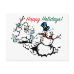 Snowman Chase Happy Holidays Postcard postcards