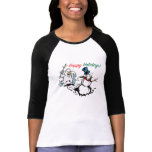 Snowman Chase Happy Holidays Women's Shirt