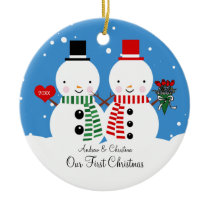 Snowman Couple Our First Christmas Ornament