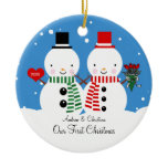 Snowman Couple Our First Christmas Ornament