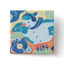 Snowman DJ Christmas Dance Party Pins