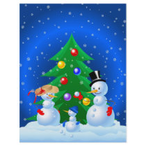 Snowman Family Playing Snowballs Custom Flyer