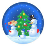 Snowman Family Playing Snowballs Stickers