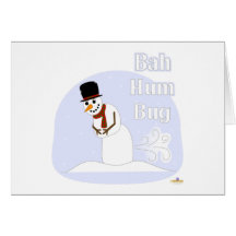 Snowman Farting Bah Hum Bug Blue Card