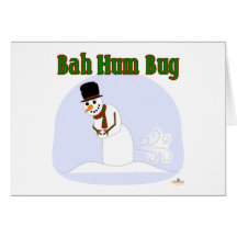 Snowman Farting Bah Hum Bug Green Greeting Cards