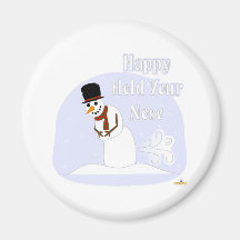 Snowman Farting Happy Hold Your Nose Blue Refrigerator Magnets