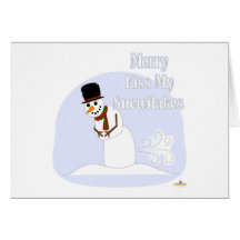 Snowman Farting Merry Kiss My Snowflakes Blue Card