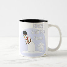 Snowman Farting Merry Sniff My Snow Blue Coffee Mugs