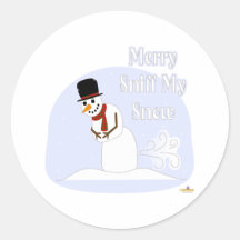 Snowman Farting Merry Sniff My Snow Blue Sticker