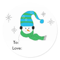 Snowman Gift Seal Round Sticker